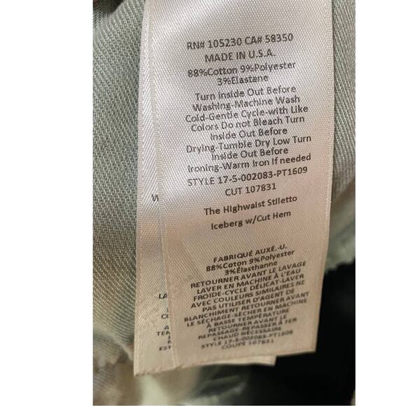 Current Elliot High Waist Stiletto Jeans Skinny Raw Cut Hem Sage Green Womens 32 - Picture 8 of 8